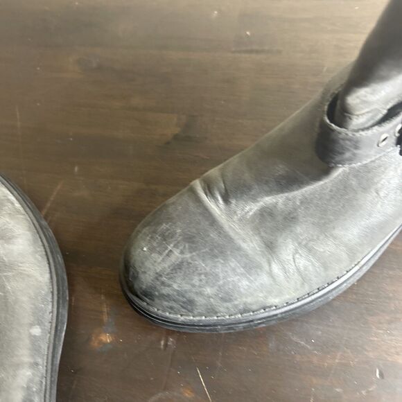 Aquatalia Womens Gray Suede Buckle Block Heels Ankle Boots Shoes Size 10 - Picture 12 of 15